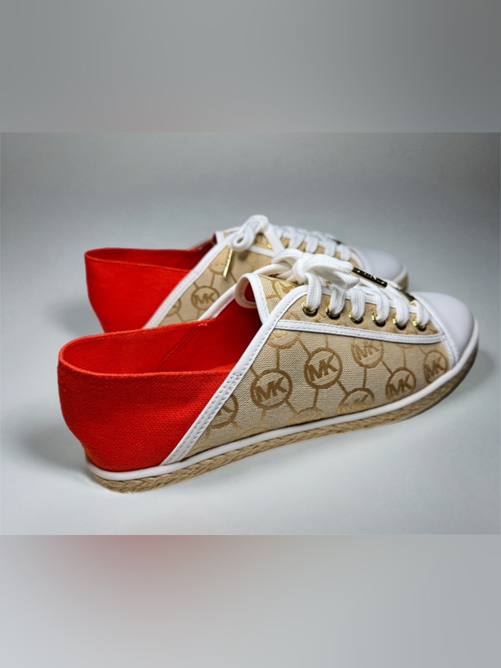 Michael Kors Kristy Slide Espadrille Sneakers 9.5 Womens MK Logo Jaquard/Mand - Picture 4 of 15